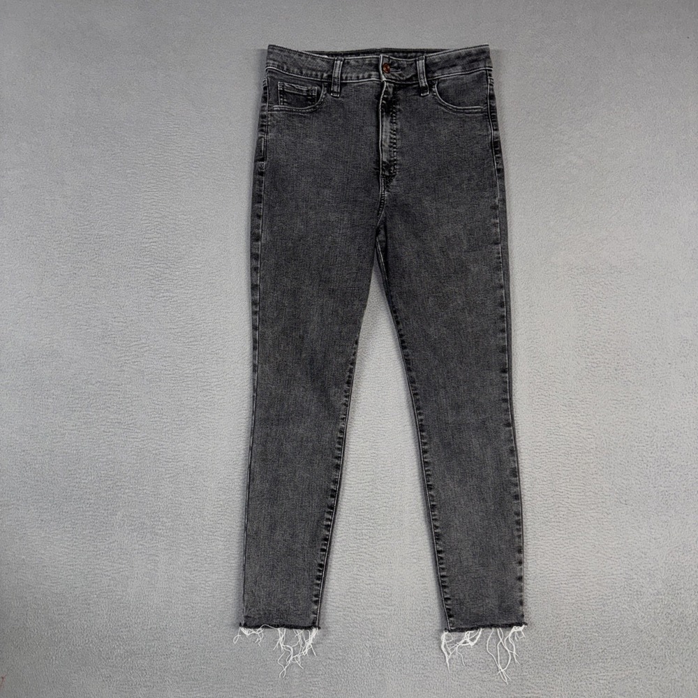 Gap Jeans Womens 10 Black Universal Jegging Ankle Sky High Stretch Denim Raw Hem